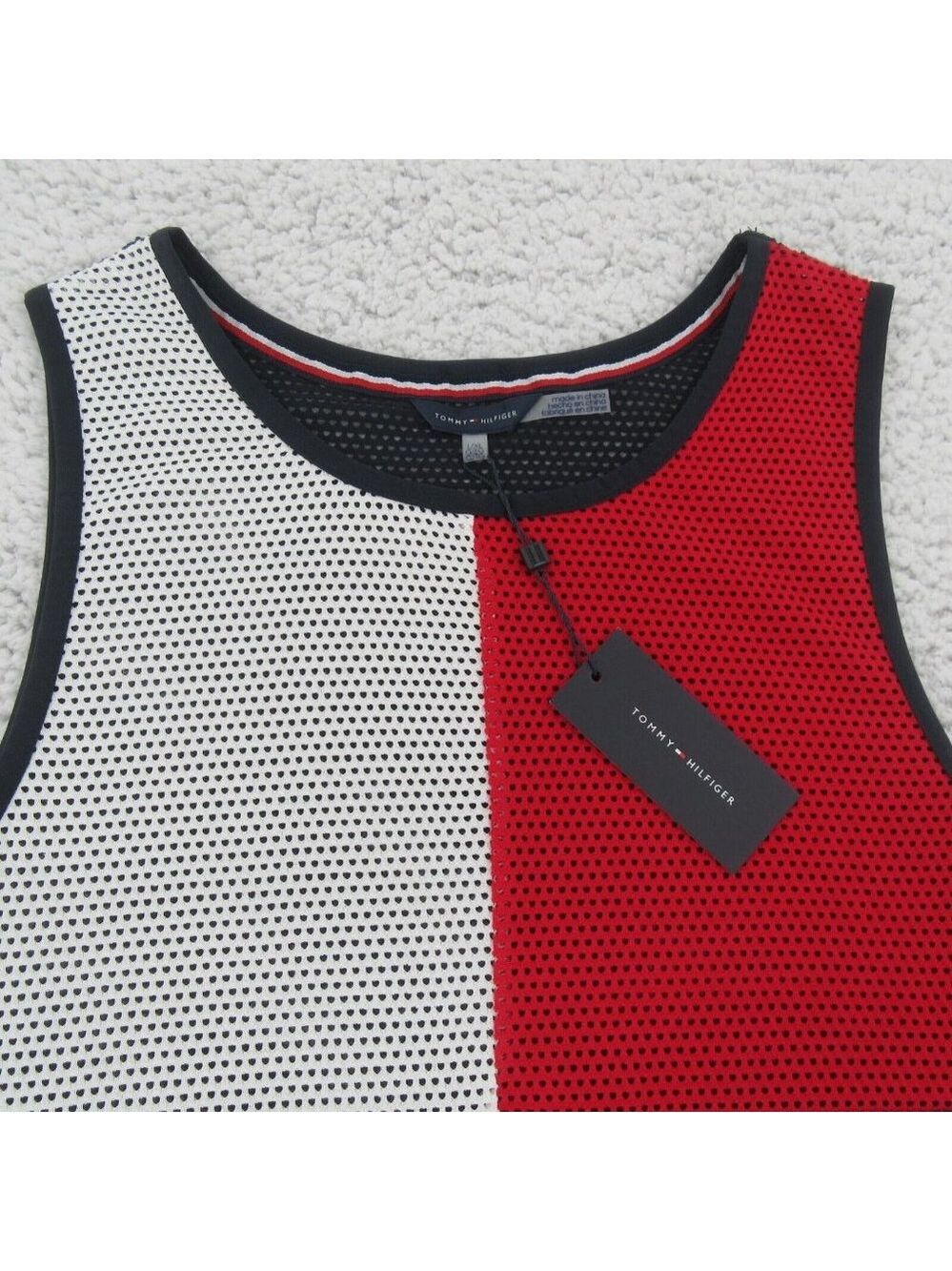 Tommy Hilfiger Swim Dress Cover Up Mesh Navy Blue Red White Size L/XL NEW $78 - Picture 6 of 10